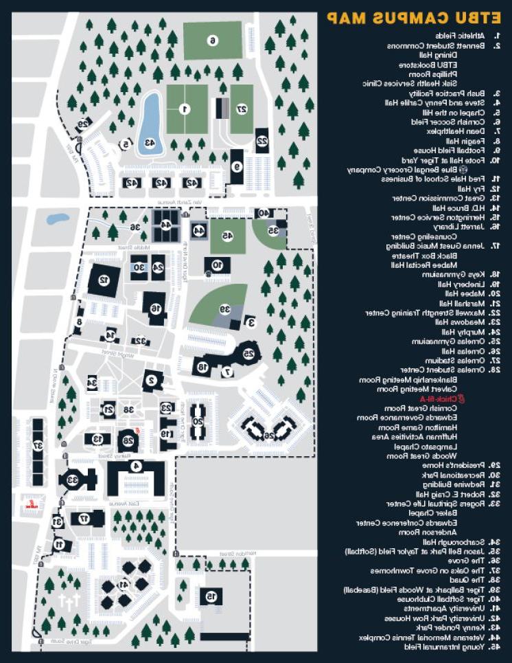 East Texas Baptist University campus map 